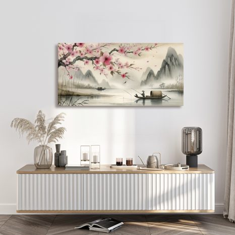 OBRAZ KLIDNÉ RYBAŘENÍ V ASII - OBRAZY JEZERA - OBRAZY