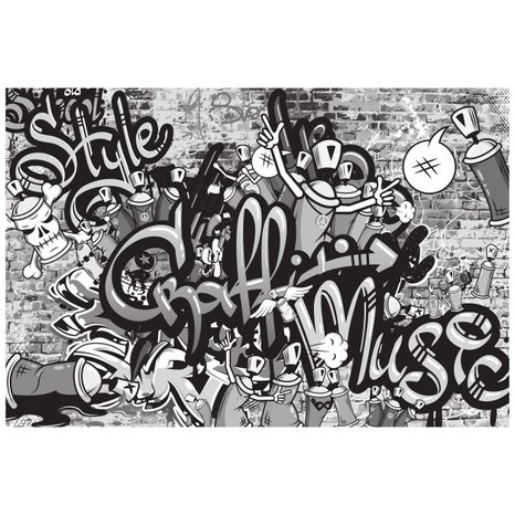 SAMOLEPÍCÍ TAPETA ŠEDÉ STREET ART GRAFFITI - SAMOLEPÍCÍ TAPETY - TAPETY