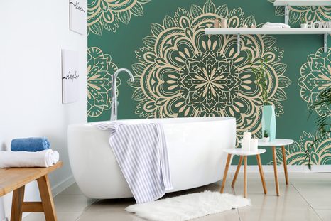 CARTA DA PARATI – MANDALA SU SFONDO TURCHESE - CARTA DA PARATI FENG SHUI - CARTA DA PARATI