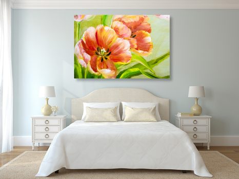 WANDBILD ROTE TULPEN IM INTERESSANTEN DESIGN - BILDER BLUMEN - BILDER