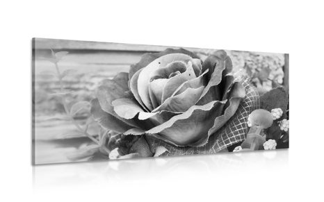 WANDBILD ELEGANTE VINTAGE-ROSE IN SCHWARZ-WEISS - SCHWARZ-WEISSE BILDER - BILDER