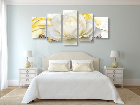 5 RÉSZES KÉP LUXUSRÓZSA ABSZTRAKCIÓVAL - ABSZTRAKT KÉPEK - KÉPEK