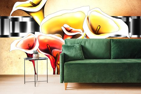 SAMOLEPÍCÍ TAPETA ELEGANTNÍ KVĚTINY KALY - SAMOLEPÍCÍ TAPETY - TAPETY