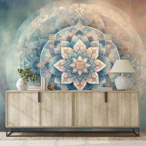 SAMOLEPÍCÍ TAPETA MANDALA V PASTELOVÝCH TÓNECH - TAPETY LES - TAPETY