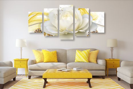 5 RÉSZES KÉP LUXUSRÓZSA ABSZTRAKCIÓVAL - ABSZTRAKT KÉPEK - KÉPEK