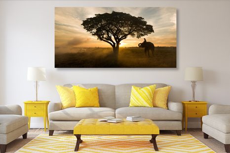 TABLOU ELEFANT LA RĂSĂRITUL DE SOARE - TABLOURI ANIMALE - TABLOURI