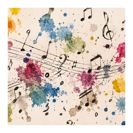 WANDBILD BUNTE SYMPHONIE UND NOTEN - MUSIKBILDER - BILDER