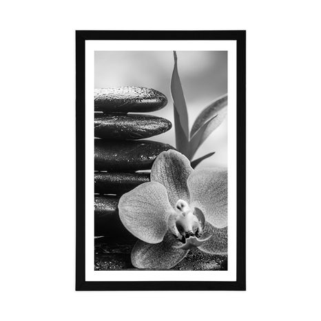 POSTER – COMPOSIZIONE ZEN MEDITATIVA IN BIANCO E NERO - NERO E BIANCO - POSTER