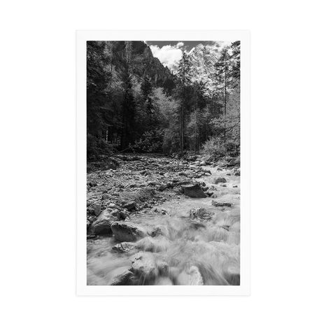 PLAKÁT ČERNOBÍLÁ HORSKÁ KRAJINA - ČERNOBÍLÉ - PLAKÁTY