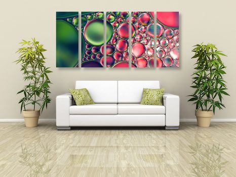 5-RÉSZES KÉP OLAJ CSEPPEK ABSZTRAKT KIVITELBEN - ABSZTRAKT KÉPEK - KÉPEK