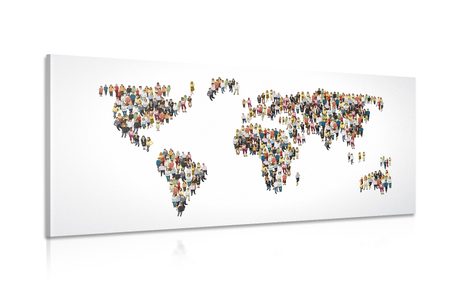 CANVAS PRINT WORLD MAP CONSISTING OF PEOPLE