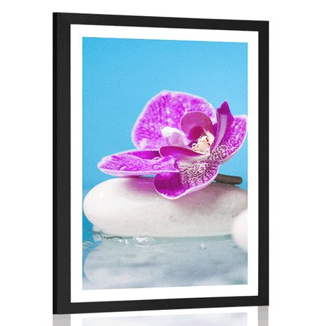 POSTER WITH MOUNT ORCHID AND ZEN STONES - FENG SHUI - POSTERS