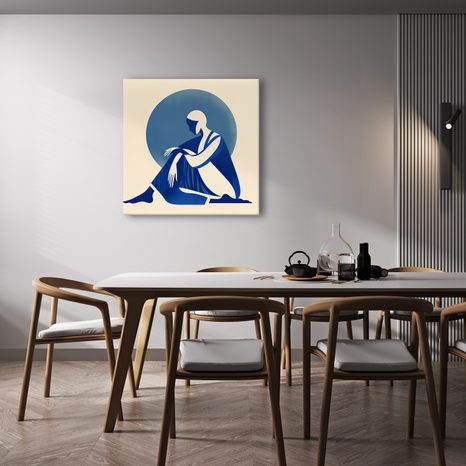 WANDBILD MEDITATION IN BLAUTÖNEN - WANDBILDER FRAUEN - BILDER