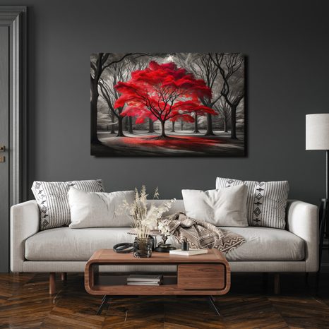 OBRAZ RUDÝ STROM ŽIVOTA V LESE - OBRAZY STROMY ŽIVOTA - OBRAZY