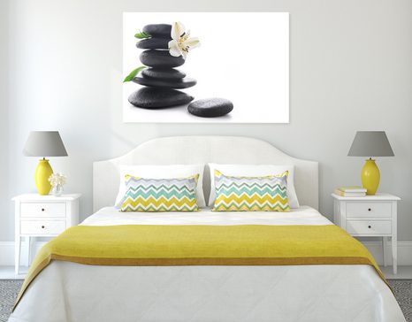 WANDBILD ZEN-STEINE MIT LILIE - BILDER MIT FENG SHUI-MOTIVEN - BILDER