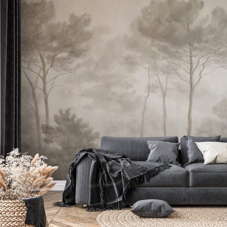 TAPETA GOZDNA POKRAJINA V NEŽNI MEGLI - TAPETE GOZD - TAPETE