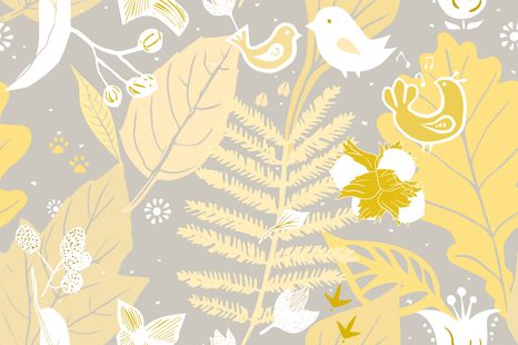 CARTA DA PARATI – MOTIVO POPOLARE IN VERSIONE GRIGIO-GIALLO - CARTA DA PARATI VINTAGE A RETRO - CARTA DA PARATI