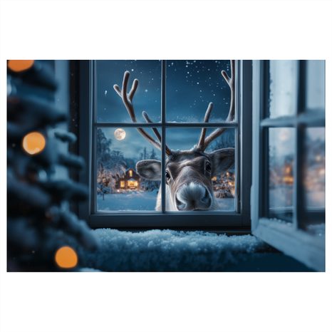 WANDBILD NEUGIERIGES WEIHNACHTSHRENTIER - WEIHNACHTS- UND WINTERBILDER - BILDER