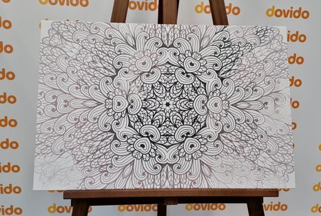 OBRAZ ETNICKÁ MANDALA V ČERNOBÍLÉM PROVEDENÍ - ČERNOBÍLÉ OBRAZY - OBRAZY