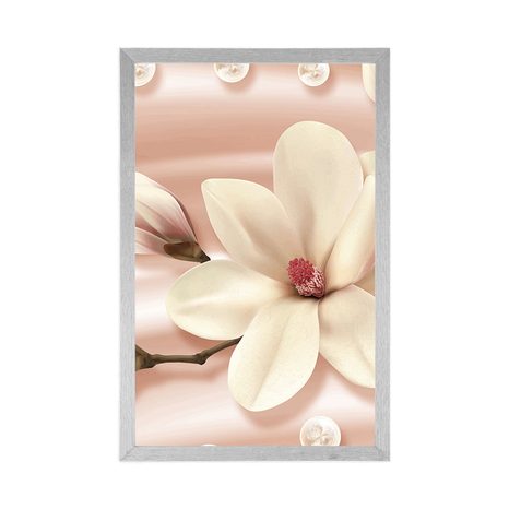 PLAKÁT LUXUSNÍ MAGNOLIE S PERLAMI - KVĚTINY - PLAKÁTY