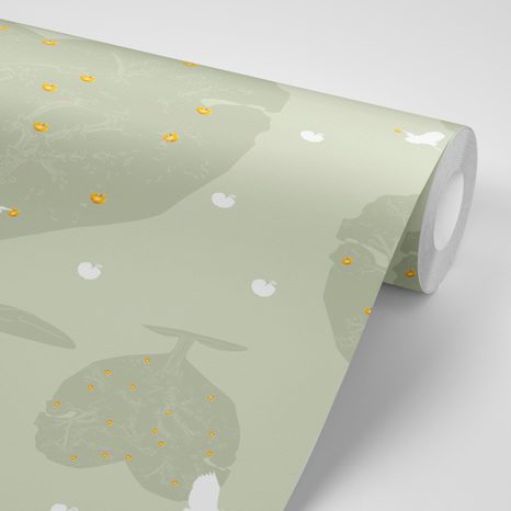 SAMOLEPÍCÍ TAPETA ZLATÁ JABLKA NA STROMECH VE TVARU SRDCE - SAMOLEPÍCÍ TAPETY - TAPETY