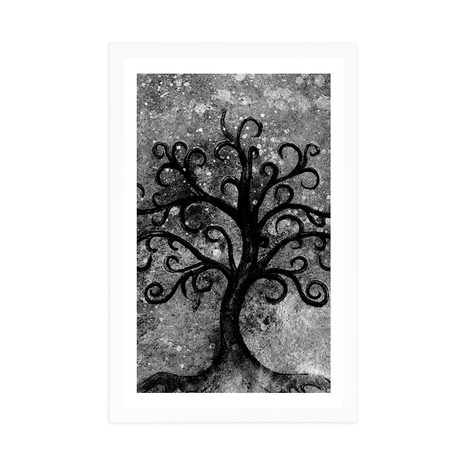 POSTER – ALBERO DELLA VITA IN BIANCO E NERO - NERO E BIANCO - POSTER