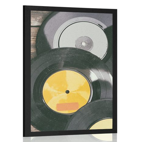 AFFICHE VIEUX DISQUES DE GRAMOPHONE - VINTAGE ET RÉTRO - AFFICHES