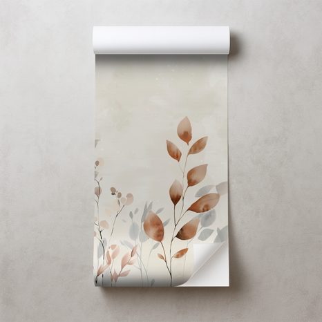 FOTOTAPET AUTOADEZIV FRUNZE DE TOAMNĂ ACUARELĂ DELICATE - TAPETE FRUNZE - TAPETURI