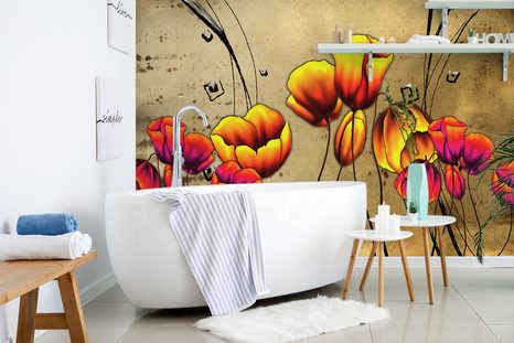 TAPETA MÁKY V ETNO NÁDECHU - ABSTRAKTNÍ TAPETY - TAPETY