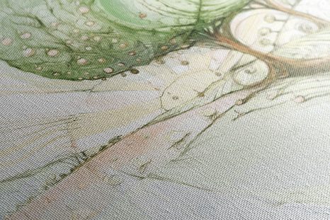 STAMPA SU TELA – ALBERI SU CAMPO AUTUNNALE - QUADRI ALBERI DELLA VITA - STAMPE E QUADRI