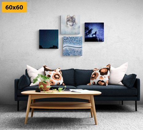 CANVAS PRINT SET LONE WOLF - SET OF PICTURES - PICTURES