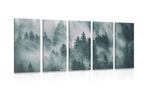 QUADRO IN 5 PARTI MONTI NELLA NEBBIA - QUADRI DI NATURA E PAESAGGIO - QUADRI