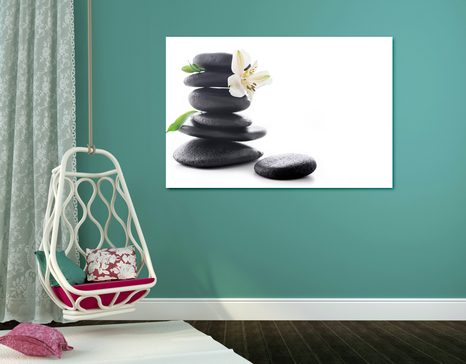 WANDBILD ZEN-STEINE MIT LILIE - BILDER MIT FENG SHUI-MOTIVEN - BILDER