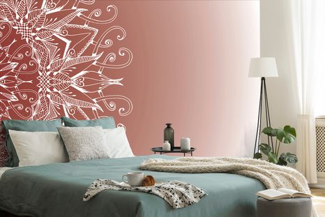 TAPÉTA FEHÉR MANDALA BORDÓ HÁTTÉREN - FENG SHUI TAPÉTÁK - TAPÉTÁK