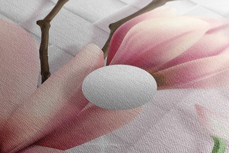 WANDBILD MAGNOLIE MIT ABSTRAKTEN ELEMENTEN - BILDER BLUMEN - BILDER