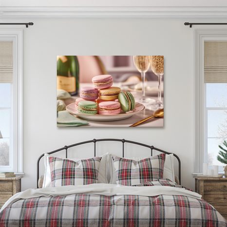 OBRAZ PASTELOVÉ MAKRONKY NA TALÍŘI - OBRAZY JÍDLA A NÁPOJE - OBRAZY