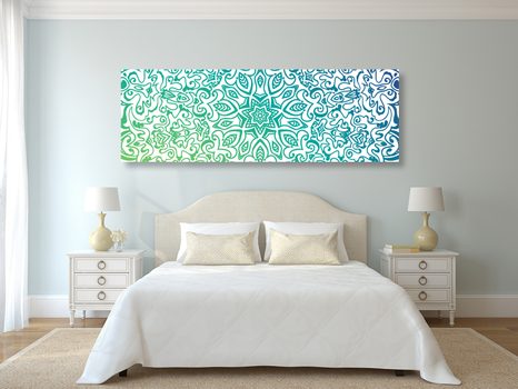 OBRAZ MODROZELENÁ MANDALA - OBRAZY FENG SHUI - OBRAZY