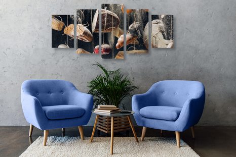 5-TEILIGES WANDBILD AM SEIL HÄNGENDES GEBÄCK - BILDER VON ESSEN UND GETRÄNKEN - BILDER