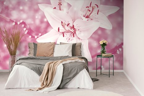SELF ADHESIVE WALL MURAL LILY IN A PINK DRESS - SELF-ADHESIVE WALLPAPERS - WALLPAPERS