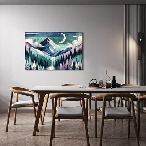 OBRAZ ZASNĚŽENÉ VRCHOLKY S VODOPÁDEM - OBRAZY HORY - OBRAZY