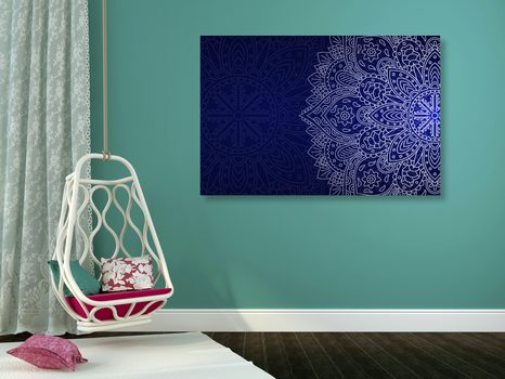 КАРТИНА НА ПЛАТНО – ТЪМНОСИН ОРНАМЕНТ - ФЪН ШУЙ КАРТИНИ - КАРТИНИ