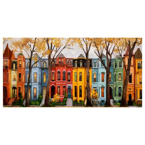 OBRAZ PODZIMNÍ KOUZLO MĚSTA - BAREVNÉ DOMY - OBRAZY