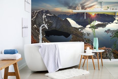 FOTOTAPETA HORSKÁ PANORAMA SE ZÁPADEM SLUNCE - TAPETY PŘÍRODA - TAPETY