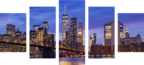 5-CZĘŚCIOWY OBRAZ MOST W BROOKLYNIE - OBRAZY MIASTA - OBRAZY