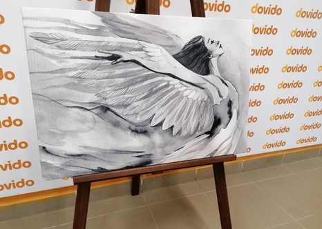 OBRAZ SLOBODNÝ ANJEL V ČIERNOBIELOM PREVEDENÍ - ČIERNOBIELE OBRAZY - OBRAZY