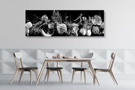 OBRAZ ORGANICKÉ OVOCE A ZELENINA V ČERNOBÍLÉM PROVEDENÍ - ČERNOBÍLÉ OBRAZY - OBRAZY