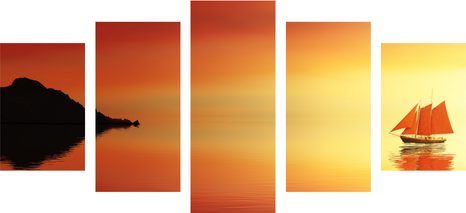 TABLOU 5-PIESE VELIER PORTOCALIU - TABLOU NATURĂ ȘI PEISAJE NATURALE - TABLOURI