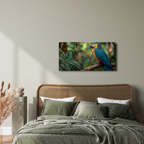 OBRAZ PAPOUŠEK MEZI TROPICKÝMI LISTY - OBRAZY PTÁCI - OBRAZY