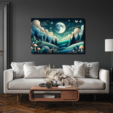OBRAZ LESNÍ KRAJINA POD HVĚZDAMI - OBRAZY LES - OBRAZY