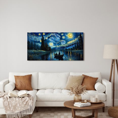 OBRAZ HVĚZDNÁ NOC U ŘEKY - OBRAZY PŘÍRODY A KRAJINY - OBRAZY